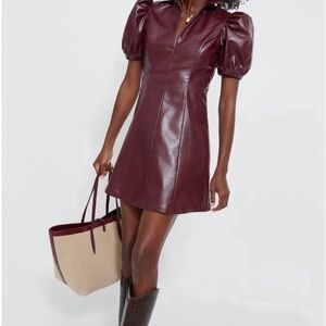 TUCKERNUCK Hyacinth House Burgundy Leather Mini Dress
